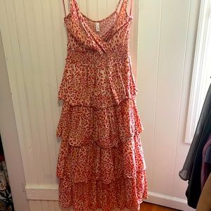 Animal print ruffle maxi